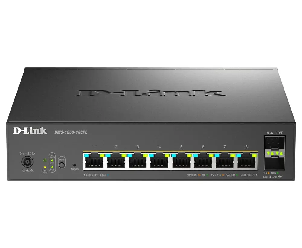Produktfoto 1 von D-Link DMS-1250-10SPL/E Netzwerk Switch PoE 10-Port Managed EU