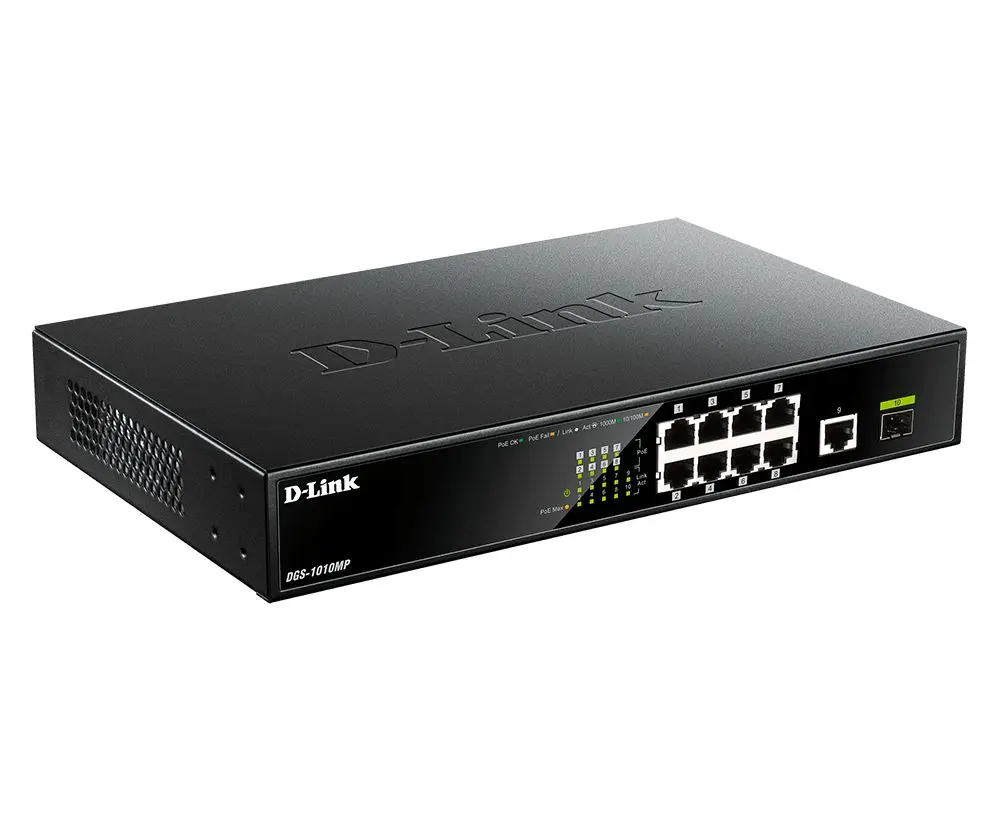 Produktfoto 1 von D-Link DGS-1010MP Netzwerk Switch PoE 10-Port Unmanaged 100/1000 RJ-45
