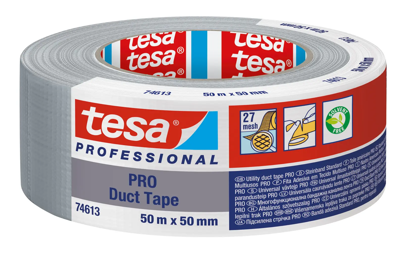 Produktfoto 1 von Tesa Tesa PRO 74613 Duct Tape Panzerband, Polyethylengewebe Grau, 0.175 mm x 50 mm x 50 m Grau
