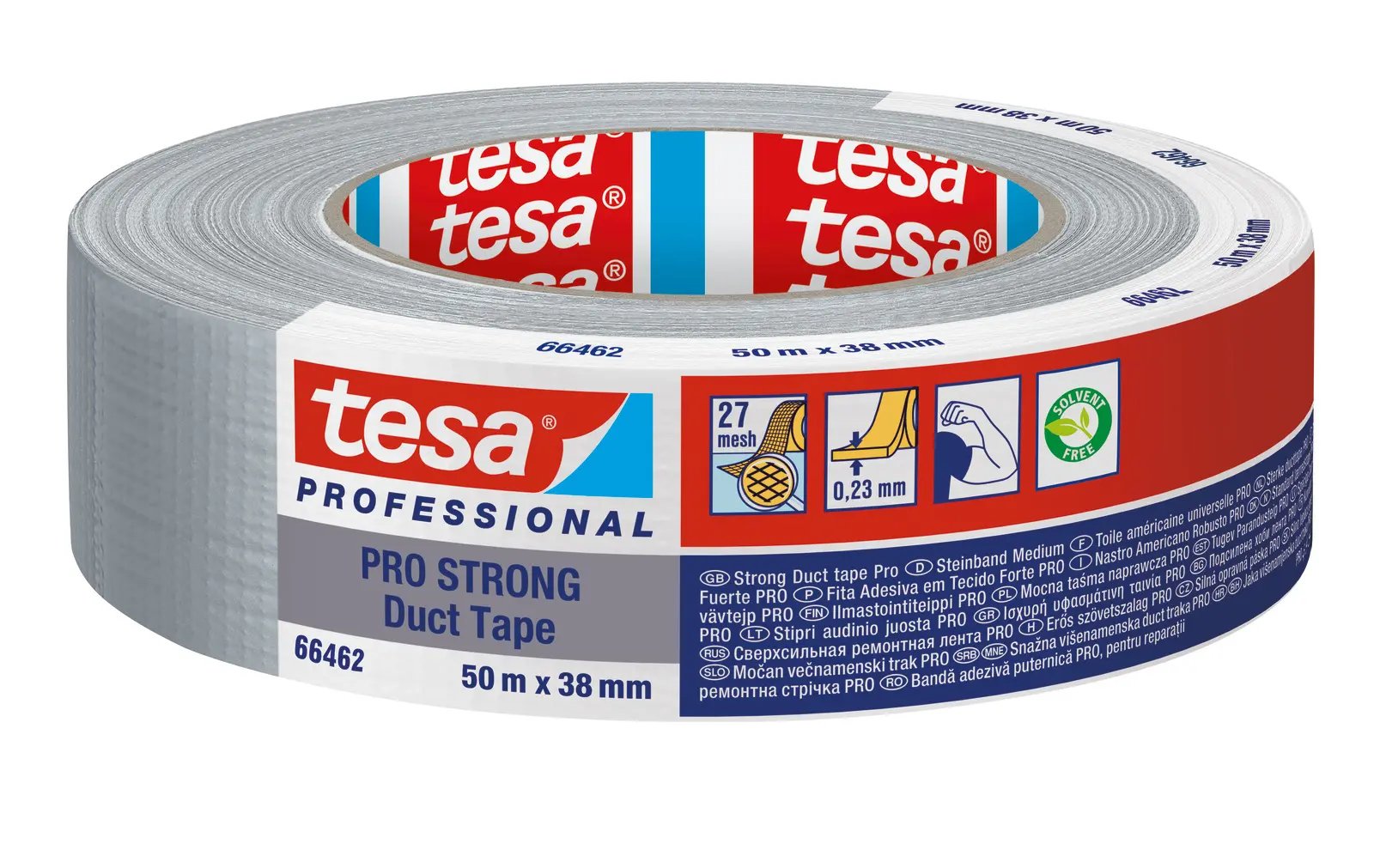 Produktfoto 1 von Tesa Tesa PRO 66462 STRONG Duct Tape Panzerband, Polyethylengewebe Grau, 0.23 mm x 38 mm x 50 m Grau