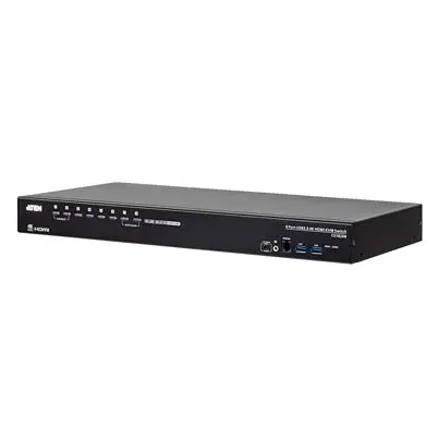 Produktfoto 1 von Aten KVM-Switch 8-Port 1 Videoausgänge HDMI 8 Displays USB 3,5-mm-Audiobuchse 4096 x 2160 pixel