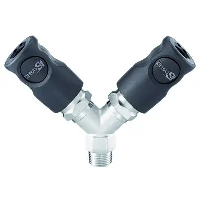 Produktfoto 1 von PREVOST Pneumatische Schnellsteckkupplung Verbundwerkstoff Stecker, Konischer Außengewinde-Doppelkuppler