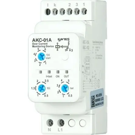 Produktfoto 1 von ENTES AKC Stromüberwachungsrelais 1-phasig, 1 CO-Relaisausgang 0.5A - 60A, DIN-Hutschiene, 230V ac