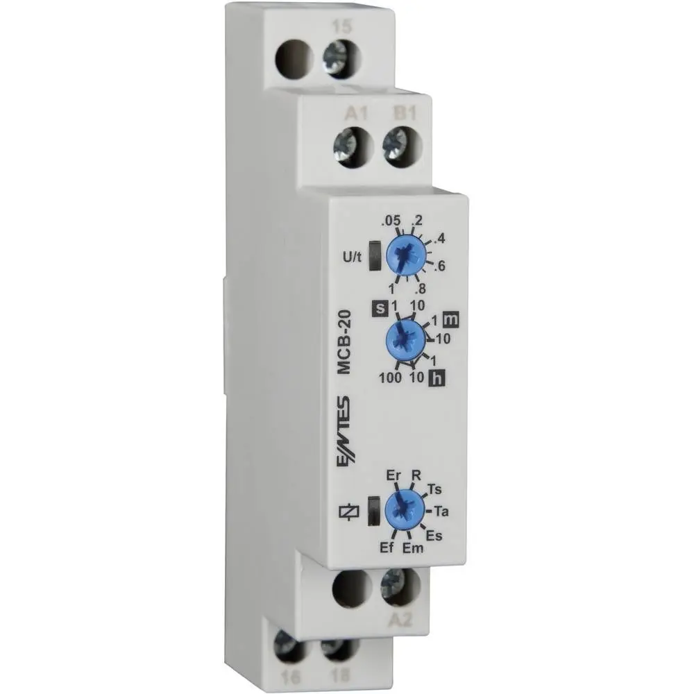 Produktfoto 1 von ENTES MCB Zeitrelais, DIN-Schienen, 0.1 sec → 100 hrs, 12 → 240V ac, 1 Kont. Multifunktion, 1-poliger