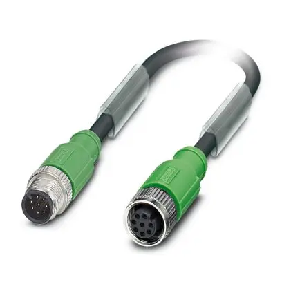 Produktfoto 1 von Phoenix Contact SAC, 8-polig Sensorkabel, Gerader M12-Stecker Stecker 8 / Gerade M12-Buchse Buchse, Länge 10 m