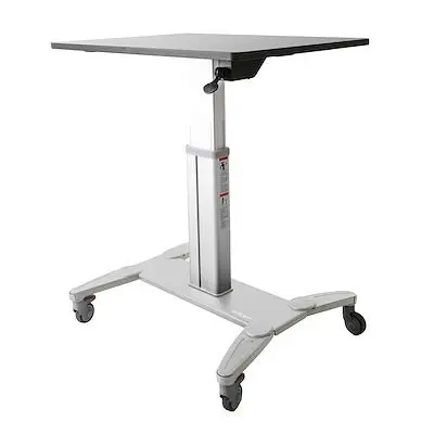 Produktfoto 1 von StarTech.com Sitzen/Stehen Computerarbeitsplatz Silber mit Rädern Tastaturablage, B 800mm H 1200 mm T 600 mm aus Stahl