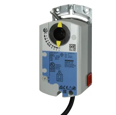 Produktfoto 1 von Siemens 0.8 m² Drosselklappenantrieb, 5 Nm Hilfsschalter integriert, 2 Positionen, 3 Positionen, 1.6 W, 230 V ac