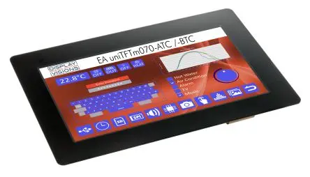 Produktfoto 1 von Display Visions Farb-LCD 7 Zoll SPI Touchscreen Pcap, 1024 x 600 Pixel, 154.21 x 85.92 mm LED