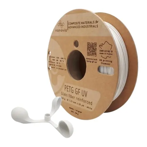 Produktfoto 1 von NANOVIA Polyethylenterephthalat-G (PETG) 3D-Druckmaterial, Weiß, 1.75 mm, Fused Filament Fabrication (FFF), 500 g
