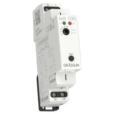 Produktfoto 1 von Grässlin Telt 100 Zeitrelais, DIN-Hutschiene 230 V ac 230V ac, 10 to 180 min