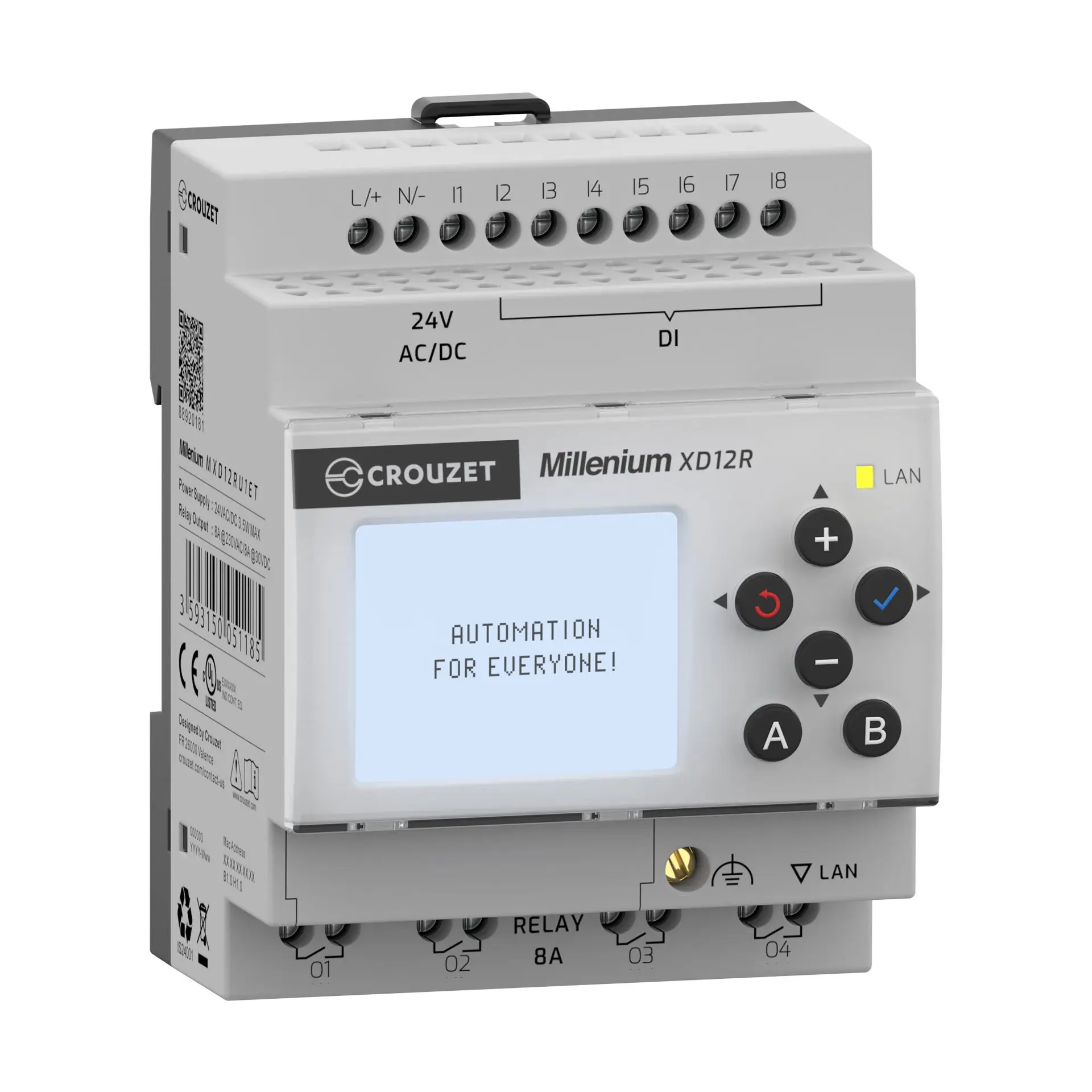 Produktfoto 1 von Crouzet MXD Logikmodul, 8 Eing. Relais Ausg.Typ Digital Eing.Typ