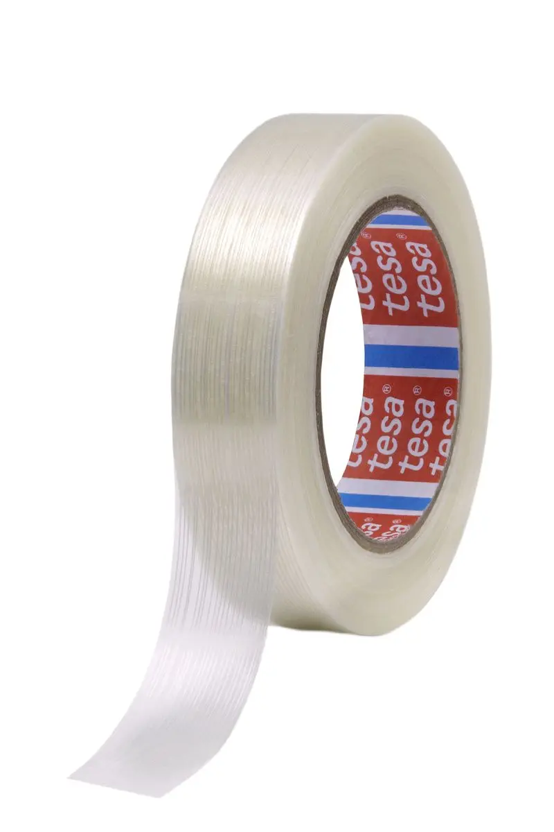 Produktfoto 1 von Tesa 4590 Packband, Glasfaser Polyethylenterephthalat (PET)-Folie, Klar, Stärke 105 μm, 19 mm x 50 m
