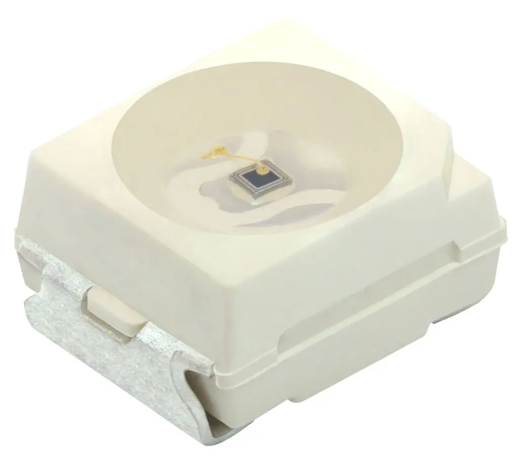 Produktfoto 1 von Vishay VEMT3705 SMD 60 ° Fototransistor Nahinfrarotstrahlung, Sichtbare Infrarotstrahlung 14000 ns / 0.6 mA PLCC 2