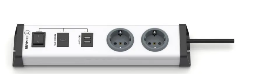 Produktfoto 1 von Ehmann 201 USB, Typ F - Deutscher Schutzleiterkontakt Steckdose, 4-fach 16A CEE 7/7 Deutscher Schuko / Französisch, 1.5m