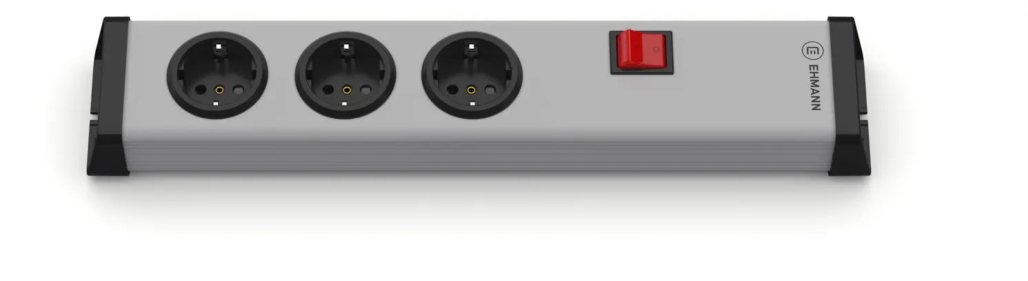 Produktfoto 1 von Ehmann 201 Typ F - Deutscher Schutzleiterkontakt Steckdose, 3-fach 16A Typ F – Deutscher Schuko, 230 V