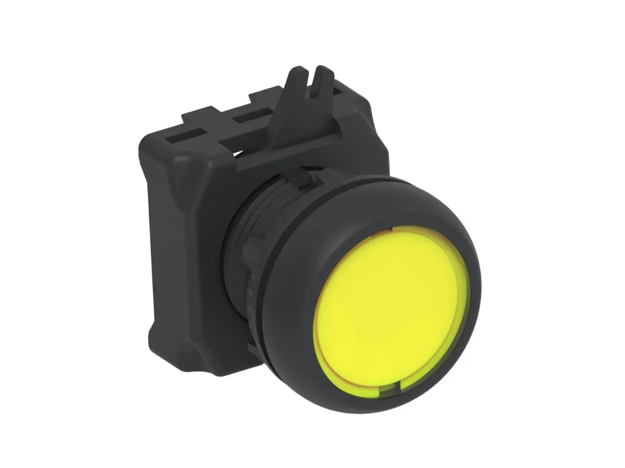 Produktfoto 1 von TE Connectivity Alcoswitch Druckschalter Gelb Beleuchtet Tastend Panel Ø 22.5 mm, 1 Schließer/1 Öffner / 6A 24 V dc,