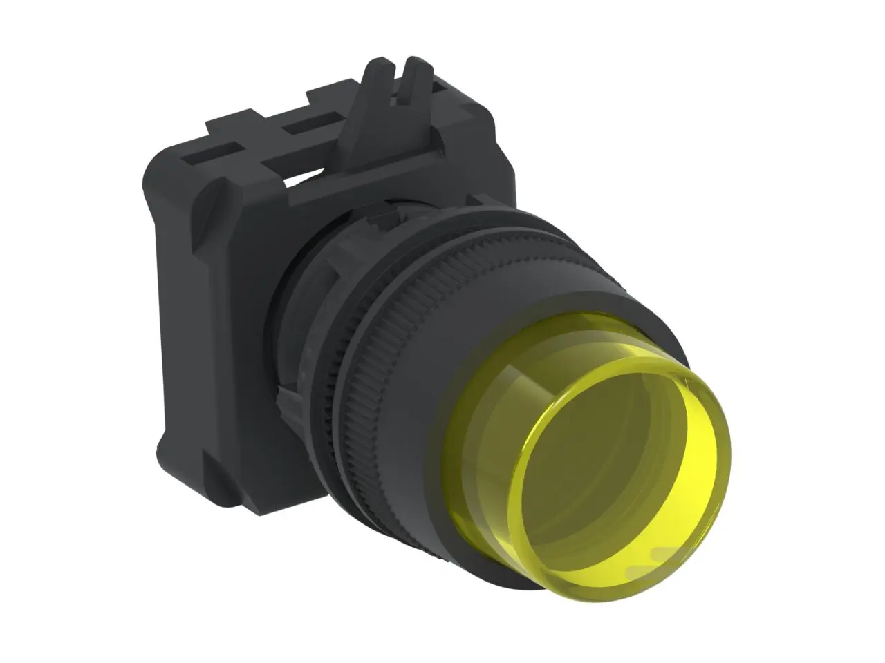 Produktfoto 1 von TE Connectivity Alcoswitch Druckschalter Gelb Beleuchtet Tastend Panel Ø 22.5 mm, 1 Schließer/1 Öffner / 10A 24 V dc,