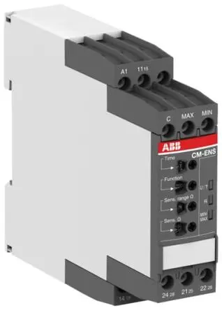 Produktfoto 1 von ABB CM-ENS Niveaurelais 1 x Eingänge DIN-Hutschiene 240V ac/dc Spannung 1-poliger Umschalter, Relais