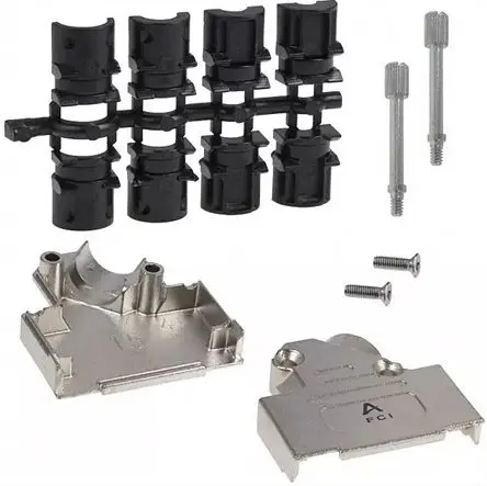 Produktfoto 1 von Amphenol Communications Solutions Economical D-Sub-Gehäuse gewinkelt, 15-polig, D: D-SUB Zugentlastung, Silber, Größe A,