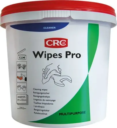 Produktfoto 1 von CRC Wipes IND Feucht Handreinigungstücher, Weiß, Orange Eimer, 260 x 270 mm, 100 pro Paket Tücher pro Packung
