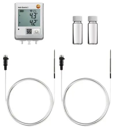 Produktfoto 1 von Testo Saveris 2 - Fridge monitoring kit Temperatur Temperatur Datenprotokolliergerät, WLAN, -50 °C 2-Kanal → 150 °C