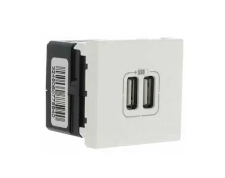 Produktfoto 1 von Legrand MOSAIC USB-Buchse USB 2-fach Innen Weiß / 1500 mA