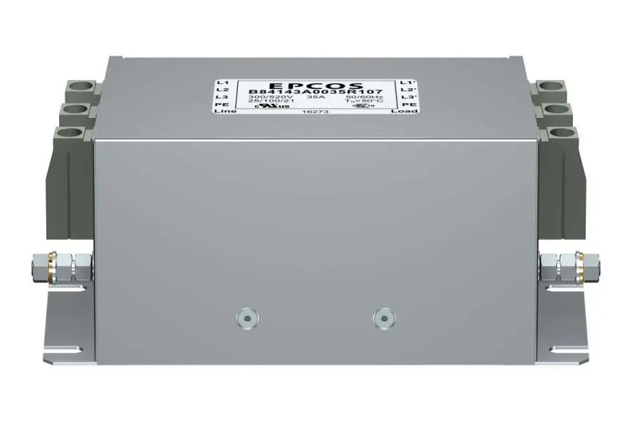 EPCOS B84143A*R107 EMV-Filter, 520V ac, 10 A, Frontplattenmontage, Schraubbefestigung, 3-phasig 3.1 mA / 50/60 Hz