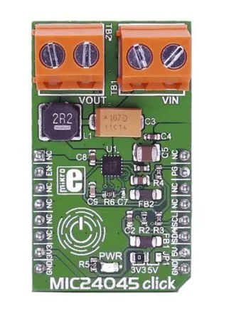 Produktfoto 1 von MikroElektronika MIC24045 Entwicklungsbausatz Spannungsregler, MIC24045 Klick Energieverwaltung