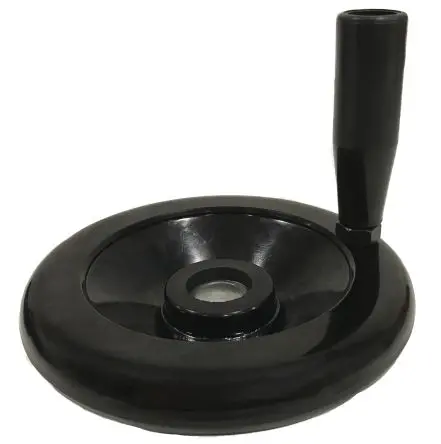 Produktfoto 1 von RS PRO Handrad, Rad ø 120 mm, 28 mm, 14 mm Gebohrte Nabe, Rad Mat. Phenoplast, Schwarz
