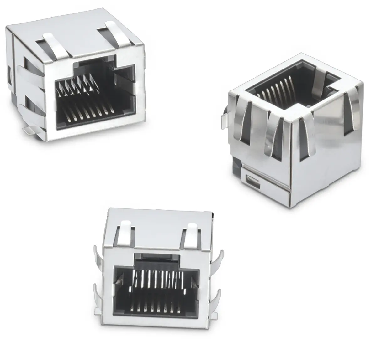 Produktfoto 1 von Wurth Elektronik 634008 Buchse Cat3 RJ45-Steckverbinder, 1-Port 8-polig Messing vernickelt SMD Horizontal