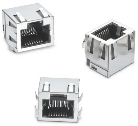 Produktfoto 1 von Wurth Elektronik 634008 Buchse Cat3 RJ45-Steckverbinder, 1-Port 8-polig Messing vernickelt Oberfläche Horizontal