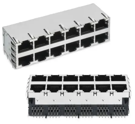 Produktfoto 1 von Wurth Elektronik 615064 Buchse Cat3 RJ45-Steckverbinder, 8-Port 8-polig Vernickelte Bronze Leiterplattenmontage