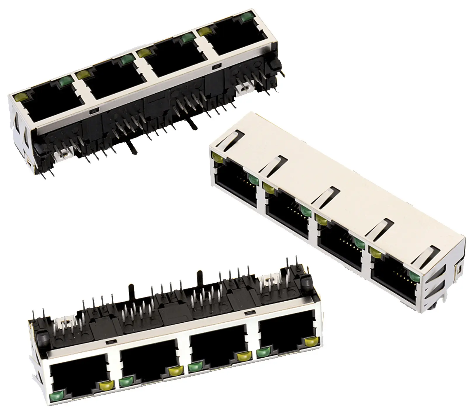 Wurth Elektronik 615032 Buchse RJ45-Steckverbinder, 4-Port 8-polig Vernickelte Bronze Leiterplattenmontage Horizontal