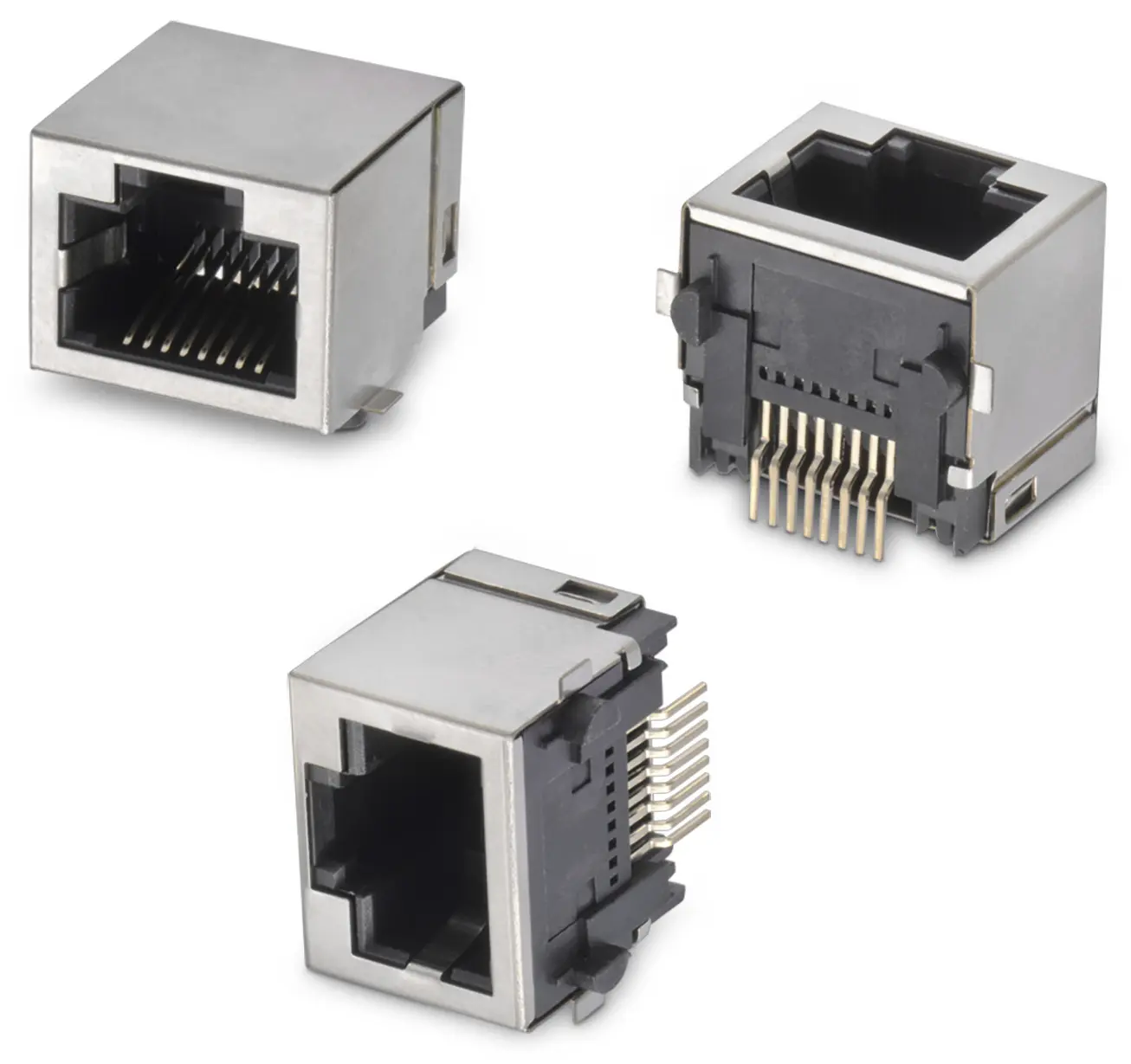 Produktfoto 1 von Wurth Elektronik 634008 Buchse Cat.5 RJ45-Steckverbinder, 1-Port 8-polig Messing vernickelt SMD Horizontal