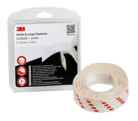 Produktfoto 1 von 3M Klettband, 25mm x 1.25 m, Weiß