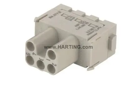 Produktfoto 1 von HARTING 0914 Modul für robusten Stromversorgungsstecker Buchse, 5-polig 16A, Kabel, ES-Modul