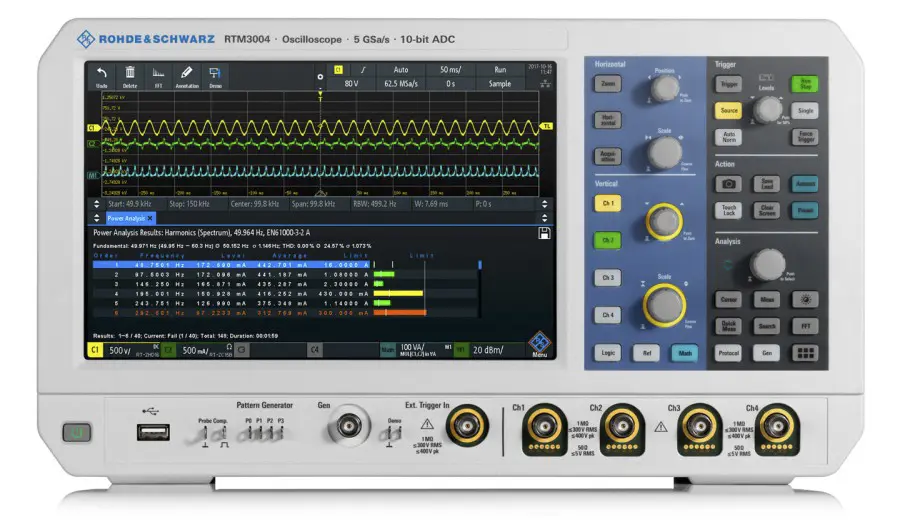 Produktfoto 1 von Rohde & Schwarz RTM3000 RTM3004 Mixed-Signal Tisch Oszilloskop 4-Kanal Analog / 16 Digital 1GHz, ISO-kalibriert CAN,