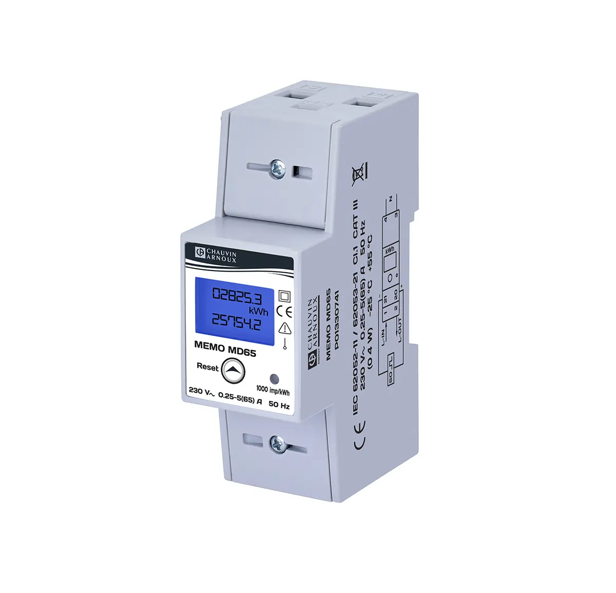 Produktfoto 1 von Chauvin Arnoux Energy Memo Energiemessgerät LCD 100.5 mm x 36.5 mm Digital, 6-stellig / 1-phasig Impulsausgang