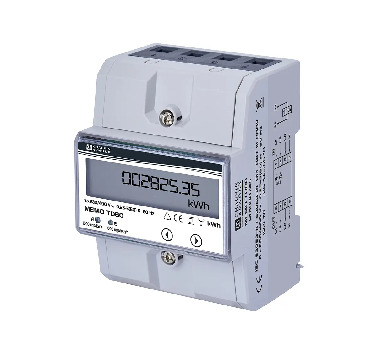 Produktfoto 1 von Chauvin Arnoux Energy Memo Energiemessgerät LCD 100 mm x 76 mm Digital, 8-stellig / 3-phasig Impulsausgang