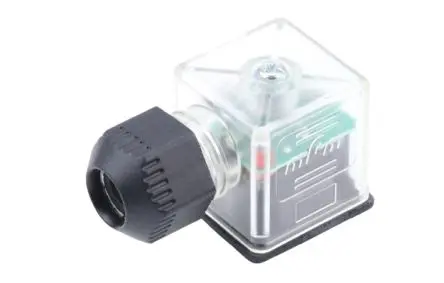 Produktfoto 1 von Molex 121207 DIN 43650 Ventilsteckverbinder DIN 43650 A 2+E Buchse / 24V Kontrollleuchte, PG9 DIN-Hutschiene, Klar