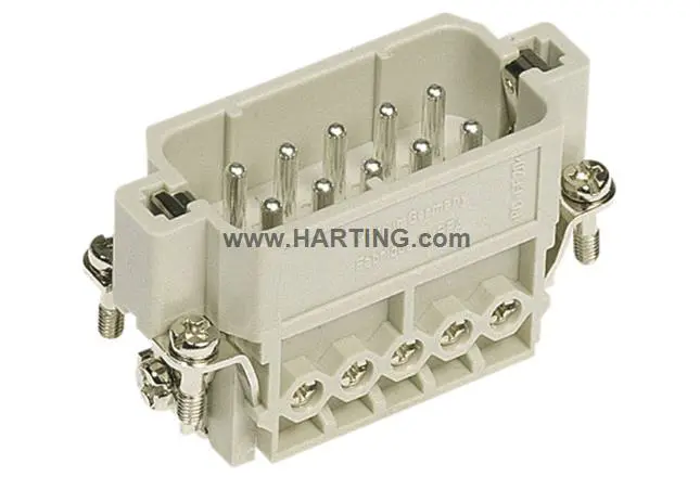 Produktfoto 1 von HARTING Han A Industrie-Steckverbinder Kontakteinsatz, 10-polig 16A Stecker, Schrauben