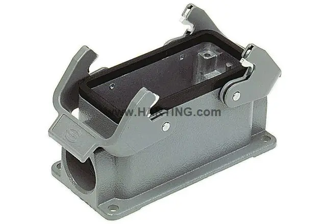 Produktfoto 1 von HARTING Han B Gehäuse für robusten Stromversorgungsstecker 2 Hebel 2, SMD 24B Sockel, IP65