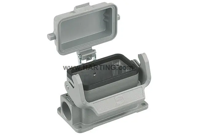 Produktfoto 1 von HARTING Han B Gehäuse für robusten Stromversorgungsstecker 1 Hebel 1, SMD 24B Kunststoffabdeckung, IP65