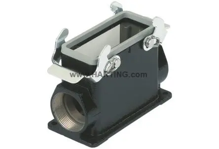 Produktfoto 1 von HARTING Han M Gehäuse für robusten Stromversorgungsstecker 2 Hebel 2, Oberfläche 24B Sockel, IP65