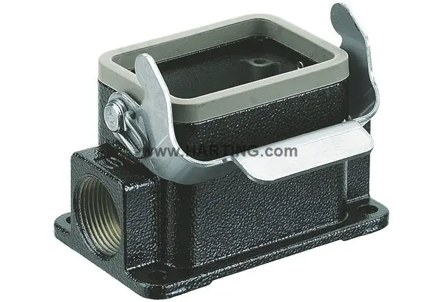 Produktfoto 1 von HARTING Han M Gehäuse für robusten Stromversorgungsstecker 1 Hebel 1, SMD 6B Sockel, IP65