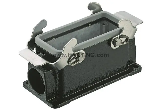 Produktfoto 1 von HARTING Han M Gehäuse für robusten Stromversorgungsstecker 2 Hebel 2, SMD 16B Sockel, IP65