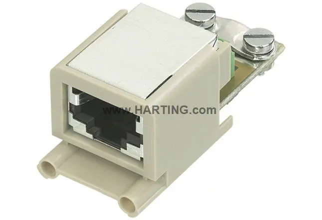 Produktfoto 1 von HARTING Han-Brid Robustes Power Steckverbinder-Modul, 2-polig 10A Buchse, Hybrid-RJ45-Modul Schrauben