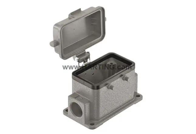 Produktfoto 1 von HARTING Han B Gehäuse für robusten Stromversorgungsstecker 2 Hebel 2, SMD 10B Kunststoffabdeckung, IP65
