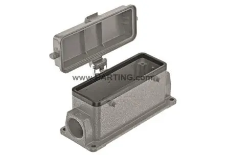 Produktfoto 1 von HARTING Han B Gehäuse für robusten Stromversorgungsstecker 2 Hebel 2, Oberfläche 24B Haube, IP65