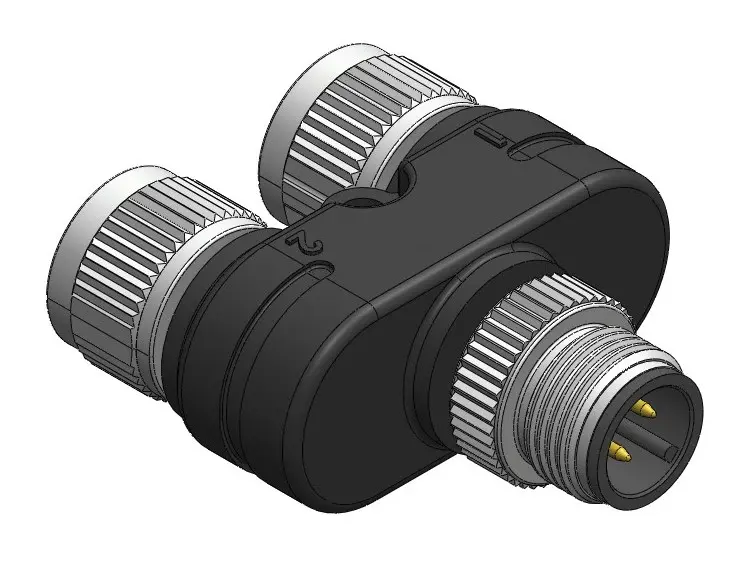 Produktfoto 1 von RS PRO, Gerade Rundsteckverbinder Adapter 4 M12, IP40 Stecker 3 M12 Buchse